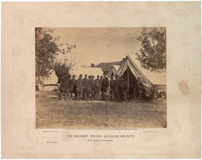 Il Presidente, Generale McClellan e suite ad Antietam, 3 ottobre 1862 da Alexander Gardner